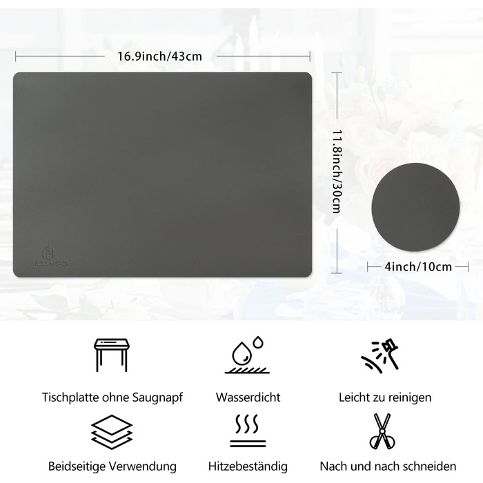 Набір килимків на стіл HELI MIAO, 4 шт., 43x30 см, водонепроникні, термостійкі, імітація шкіри, двоколірні, для дітей