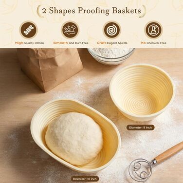 Набір для закваски з 19 частин: 2 гнізда для бродіння з силікону (23см та 25см), скляна тара для закваски, аксесуари для випічки, подарунок для початківців та професіоналів