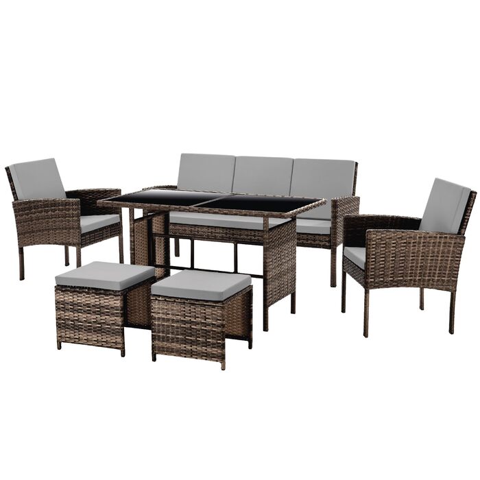 Садовий набір меблів SVITA Denver з поліротангу 4 предмети: 2 крісла, диван на 2 місця, стіл - коричневий