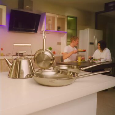 Набір сковорідок GIPFEL INTERNATIONAL з нержавіючої сталі, 3 шт. (20.3 см, 25.4 см, 30.5 см) - для індукційних та газових плит