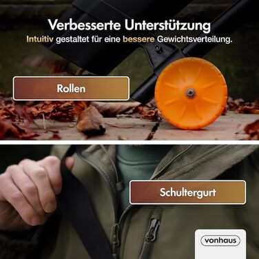 Електричний садовий пилосос-набір VonHaus 3000W: пилосос, дмухач, мульчер. Для саду, тераси, під'їзної дороги. З мішком 35л, плечовим ременем. Модель 8100089