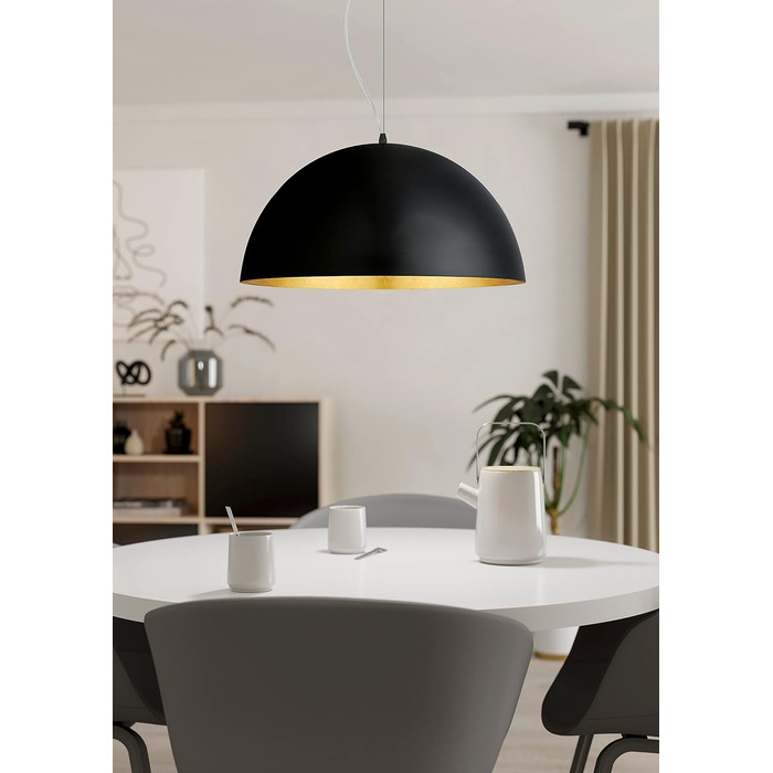Підвісний світильник EGLO Gaetano 1, підвісний світильник для обіднього столу, металевий обідній світильник у чорному та золотому кольорах, цоколь E27, Ø 53 см чорний, золотий Ø 53 см