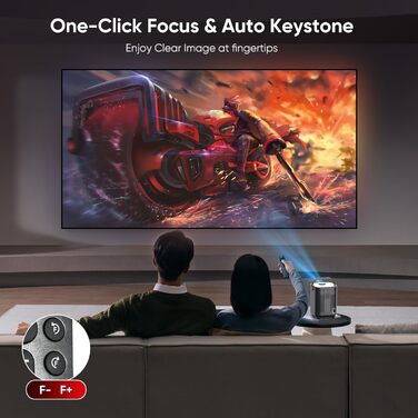 Beamer проєктор електричний 4K Full HD 1080p з автотрапецеїдною корекцією, WiFi 6, BT5.2, 50% зум, портативний для домашнього кінотеатру/відпочинку на природі, сумісний з ТВ приставкою/ноутбуком/смартфоном