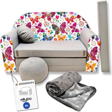 Дитяче диван-ліжко 3в1 з функцією висування, трансформер для дитячої кімнати, м'який пуф-крісло для дівчаток та хлопчиків, модель A33