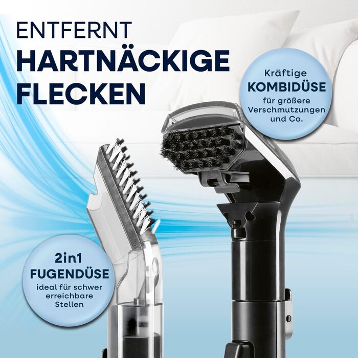 CLEANmaxx Професійний пароочисник для килимів та м'яких меблів Pro Steam | Плямистовий очищувач & EASYmaxx Засіб для килимів | Миючий пилосос для диванів, авто, килимів, м'яких меблів | Плямистовий очищувач (Чорний з шампунем, Pro 400W)