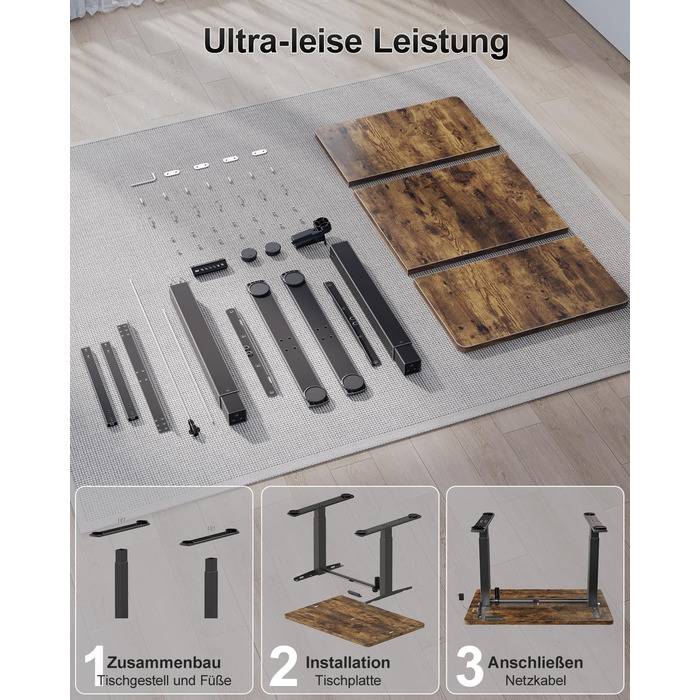 Дитячий стіл Airfish з регулюванням висоти 80x60 см, електричний, з функцією пам'яті. Стол для дому/офісу, стоячи/сидячи. Колір: Коричневий.