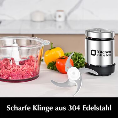 Електричний кухонний подрібнювач Zerkleinerer Küche 400W з 2 чашами (2L+2L) та подвійними лезами з нержавіючої сталі. Подрібнювач для м'яса, овочів, цибулі, фруктів. Срібний колір.