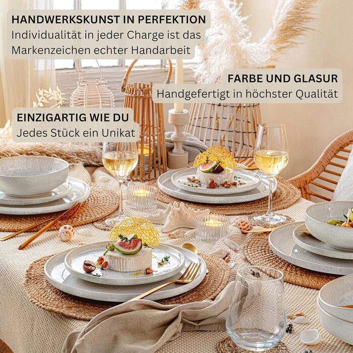 Набір чашок SÄNGER Korfu, 4 шт. - чашки для кави та чаю, ручної роботи, 300 мл, набір для 4 осіб, стійкий до миття в посудомийній машині, кремовий колір з пісочною текстурою, PREMIUM COLLECTION