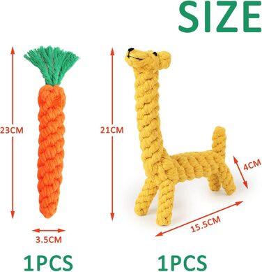 Собака домашня тварина цуценя жувальна іграшка віник мотузка вузол навчання міцний стоматологічний подарунок бавовна стоматологічний догляд тривожний жираф, 2Pkg