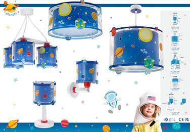 Дитячий настінний світильник Dalber, настінний світильник для дітей, настінний світильник для хмар, планет, Сонячної системи 41349, світильник для дитячої кімнати