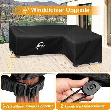 Водонепроникний чохол для сауви L-подібної форми Kipiea, 420D, для саду, захист від вітру, 250x250x85x78 см / 250x200x85x78 см