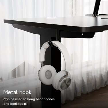 Регульований стіл 60x110 см, електричний з пам'яттю та захистом від зіткнень, висота 70–117 см, для офісу, дому та геймінгу (білий). Також доступний розмір 140x60 см (чорний)