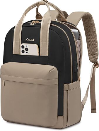 LOVEVOOK Рюкзак для жінок, рюкзак для ноутбука, водонепроникний, для подорожей, роботи, навчання, універсальний, 15.6 дюймів, світло-зелений/бежевий, чорний/хакі