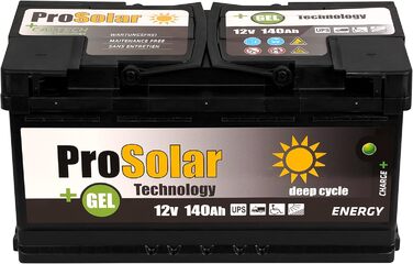 Акумулятор ProSolar 12V 140Ah, сонячна, глибокий цикл, герметична, без обслуговування