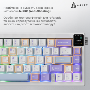 Бездротова механічна клавіатура Ajazz AK650 Flying Fish Switch - Purple (AK650-FF-PWB)