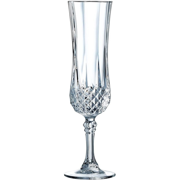 Келихи для коньяку Cristal d'Arques Paris Longchamp, 140 мл, 6 шт., з Kwarx, посилена упаковка, блиск, прозорість, висока міцність, прозорі келихи (шампанські флейти, 14 cl)