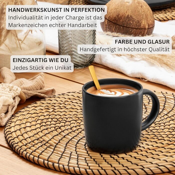 Набір посуду SÄNGER Madeira на 6 осіб, 30 предметів: тарілки, чашки, салатники, чорний керамічний посуд для мікрохвильовки та посудомийної машини | VALUE COLLECTION