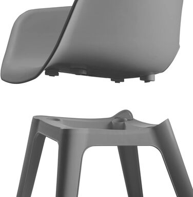 Садові крісла Allibert Akola 2 шт, пластик, 56.7x55.8x80.1 см, чашоподібна форма, для саду, тераси або їдальні, світло-сірі