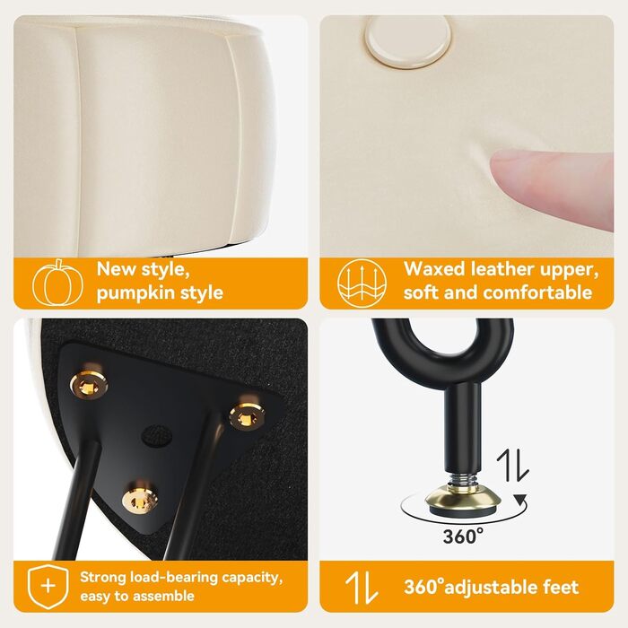 Пуф-табурет для макіяжу YMYNY, стилізування під гарбуз, 32x32x44 см, білий (HBD036W)