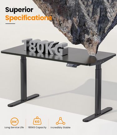 Електричний регульований стіл MAIDeSITe EL2 Pro Art з овальною основою, чорний. Підйом до 180 кг, 4 пам'яті, захист від зіткнень