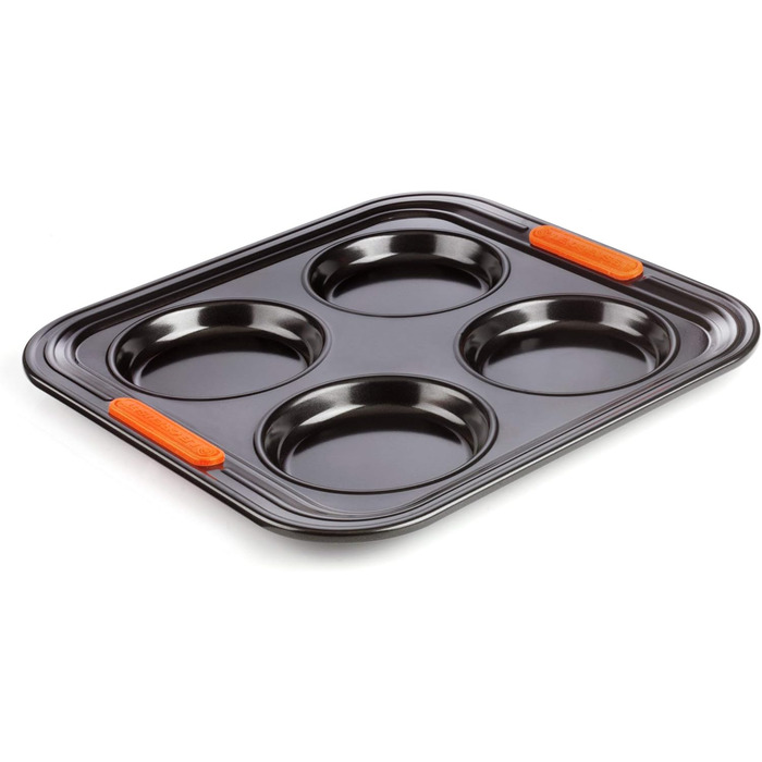 Форма для випічки Yorkshire від LE CREUSET, 12 шт., діаметр 7 см, з антипригарним покриттям, для закваски, з вуглецевої сталі, антрацит/помаранчевий