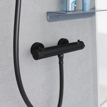 Змішувач для ванни з термостатом Schütte London з захистом від опіків 38°C, хромований (чорний)