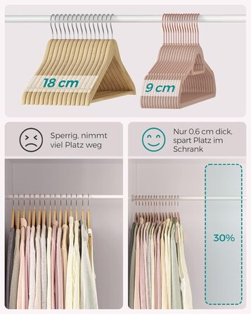 Набір вішалок SONGMICS 20 шт. з оксамиту, для одягу, краваток, рушників, 360° обертання, срібно-світло-зелені