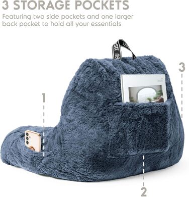 Подушка для читання Nestlé Pelz - стильна спинка для сидіння в ліжку, штучне хутро, подушка-стілець з підлокітниками для дорослих та дітей, спинка для відпочинку в ліжку, салатовий колір