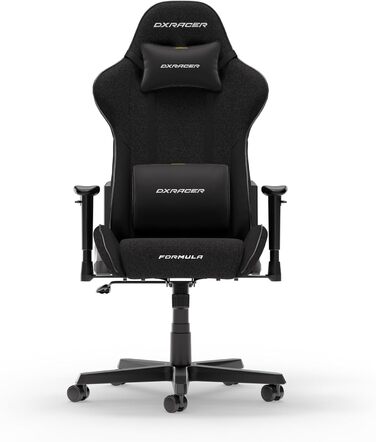 Крісло ігрове DXRacer Formula L, чорний, тканина FD23 - ергономічне, для ПК геймерів та офісу