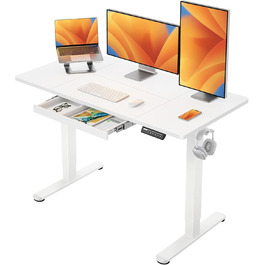 Електричний стіл ErGear 140x80 см з регулюванням висоти, шухлядою, 4-позиційною пам’яттю, T-подібними ніжками для стабільності, стільницею з декількох секцій (60x120 см)