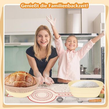 Набір для бродіння тіста Brotgar з силікону (23см круглий & 25см овальний) – для закваски, з лопаткою, ніжчиком, тканиною для бродіння – складний, гігієнічний, для початківців та професіоналів (10шт)