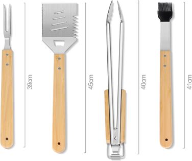 Набір барбекю 4 шт. з нержавіючої сталі: інструменти для гриля, аксесуари для барбекю, подарунок для чоловіків, преміум-якість, кейс для гриля, сад, кемпінг