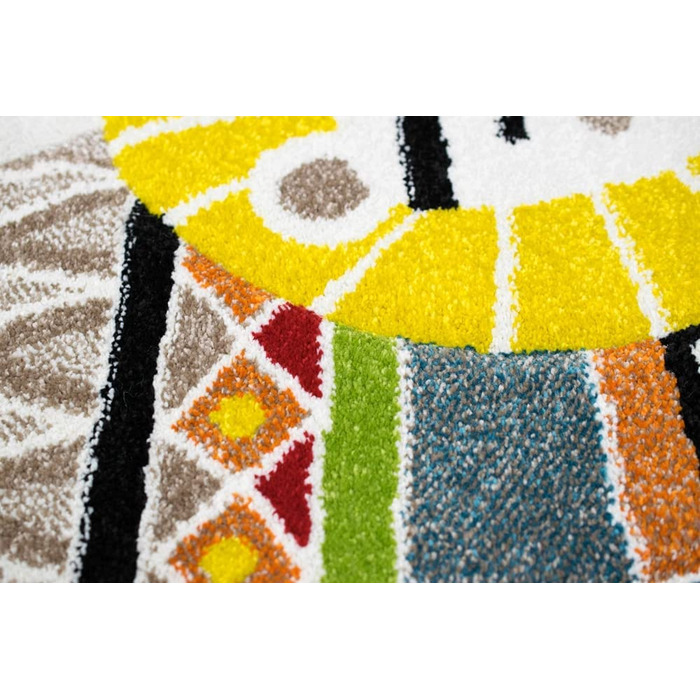 Килим-мрія килим для дитячої кімнати, килимок для ігор, намет для індіанців, лев, зебра, кактус, розмір (120 см круглий, бежево-синій, кремово-коричневий)