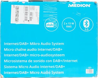 Мікроаудіосистема MEDION P85003 інтернет радіо, DAB, FM, Bluetooth, USB, AUX, 2x150 Вт, срібло