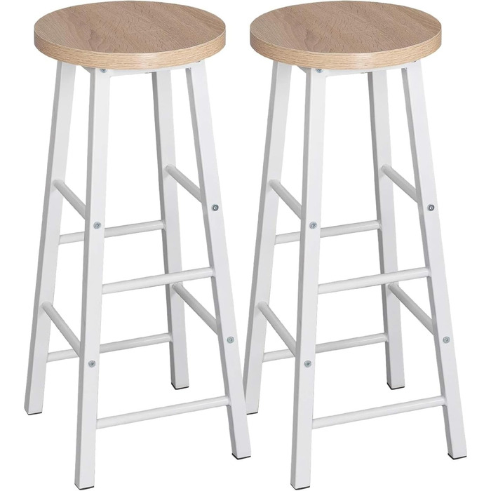 Барний столик WOLTU 60x100x60 см - кутовий, метало-дерев'яний, для кухні, бару, вітальні, білий+світлий дуб