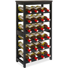 Стильна підставка для вина з бамбука на 24 пляшки, 6-ярусна, чорного кольору