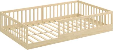 Ліжко дитяче CADANI Timi 2в1 Монтессорі 120x200 см з бортиками, ламелі, масив сосни, біле - 3 варіанти збірки, до 200 кг, регульоване