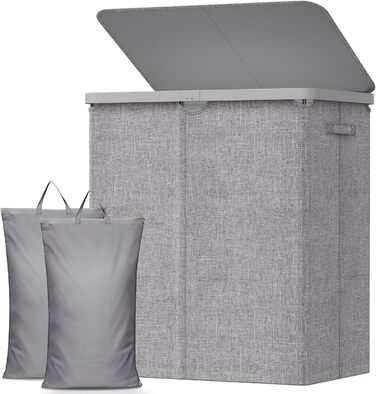 Кошик для білизни з кришкою Lifewit, великий, 145L, сірий, для спальні та ванної кімнати