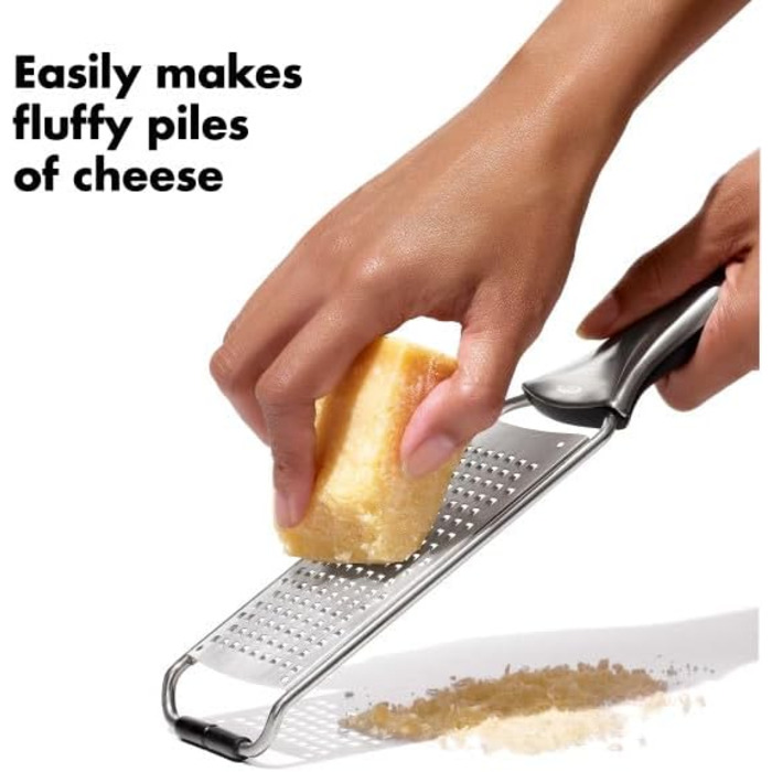 OXO Good Grips Тріскачка-тертка для овочів з контейнером з нержавіючої сталі, срібляста/чорна
