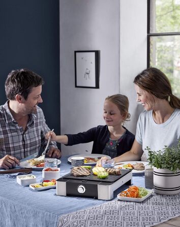 Електричний гриль WMF Lono Quadro: компактний гриль з нержавіючої сталі, 1250 Вт, для дому, легко миється