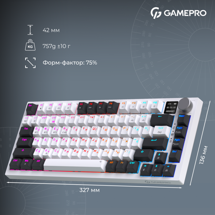 Бездротова механічна клавіатура GamePro MK160D Pro QLAB Sakura Switch White