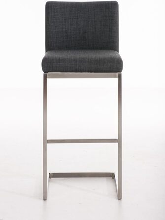 Барний стілець Paros з нержавіючої сталі, тканинне сидіння, з підлокітниками та підставкою для ніг, темно-сірий