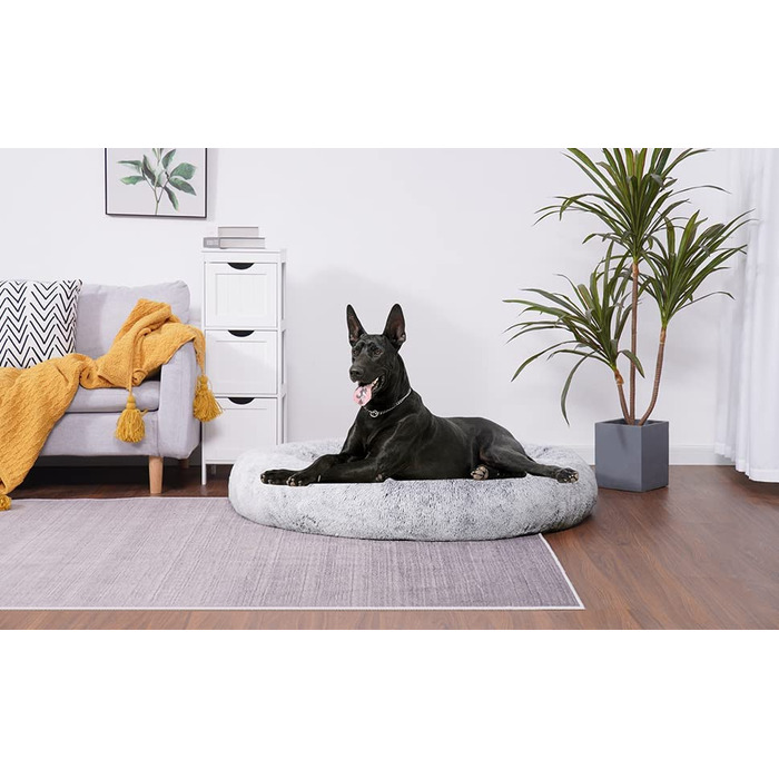Ортопедичне ліжко для собак hmtope кругла подушка для собак Диван для собак ліжко для кішок пончик зручна корзина для собак миється, діаметр 70 см, світло-сірий (XXL (120 120 20 см))