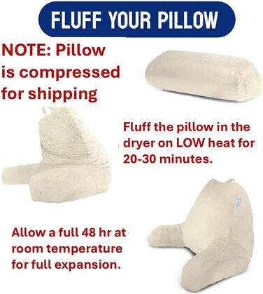 Комфортний пуф-подушка ComfortSpa для ліжка, дорослого розміру, з підлокітниками та кишенями, знімний чохол; ідеально для відпочинку в ліжку або для полегшення болю в спині