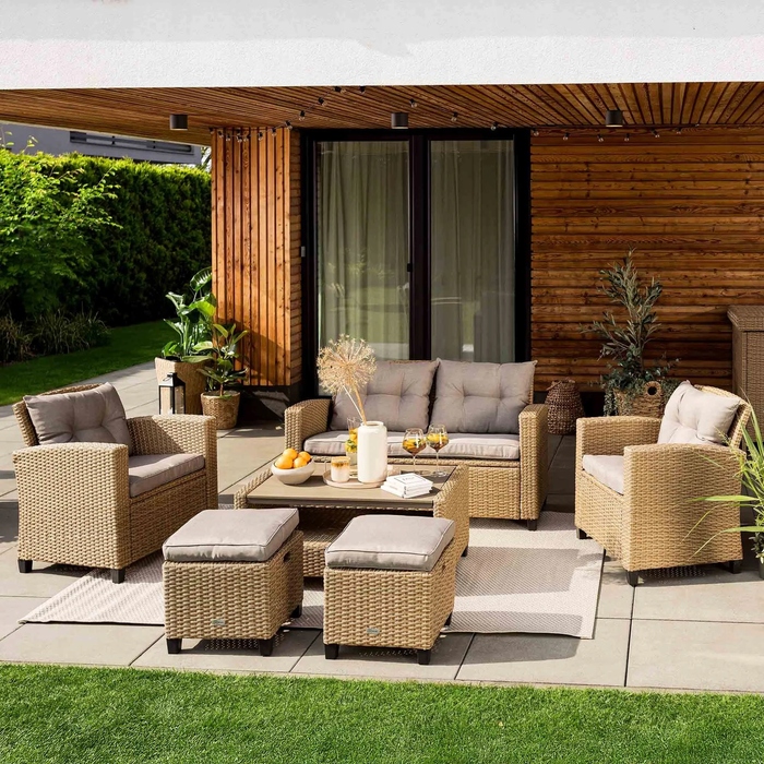 Комплект садових меблів з техноротанга Di Volio Firenze DV-016GF, бежевий, 6 предметів