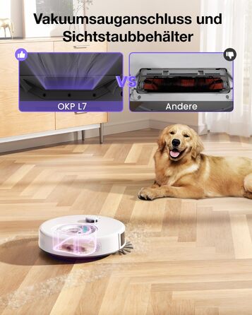 Робот-пилосос OKP L7G 3-в-1 з функцією миття підлоги, LiDAR-навігація, 6000Pa, 150 хв роботи, WiFi, Alexa, для тварин, килимів, твердих підлог, сірий