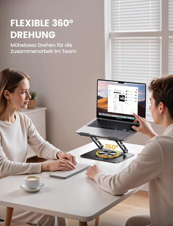 Підставка для ноутбука Lamicall, регульована - 360° обертання, складна, алюмінієва - для столу/офісу, універсальна ергономічна підставка для Macbook Pro Air, 10-17,3' (чорна)