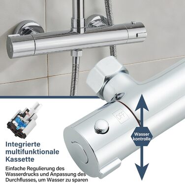 Змішувач для ванни з термостатом, настінний монтаж, для ванної кімнати (хром)