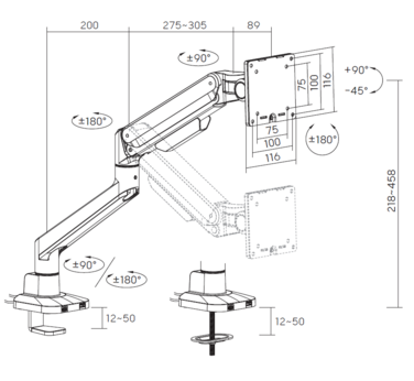 Настільне кріплення для монітора OfficePro MA601G Gray