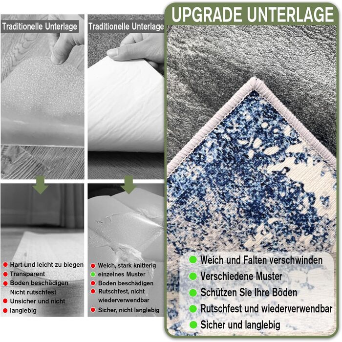 Підкладка під офісний стілець WTHYGB для захисту підлоги 90x150 см, ігрова, антиковзаюча, синьо-сіра